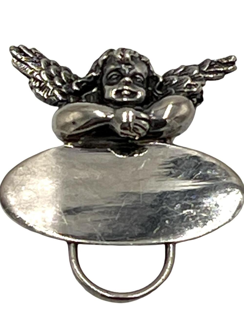 Angel/Cherub-motif Brooch Eyelass Keeper in Sterling Silver